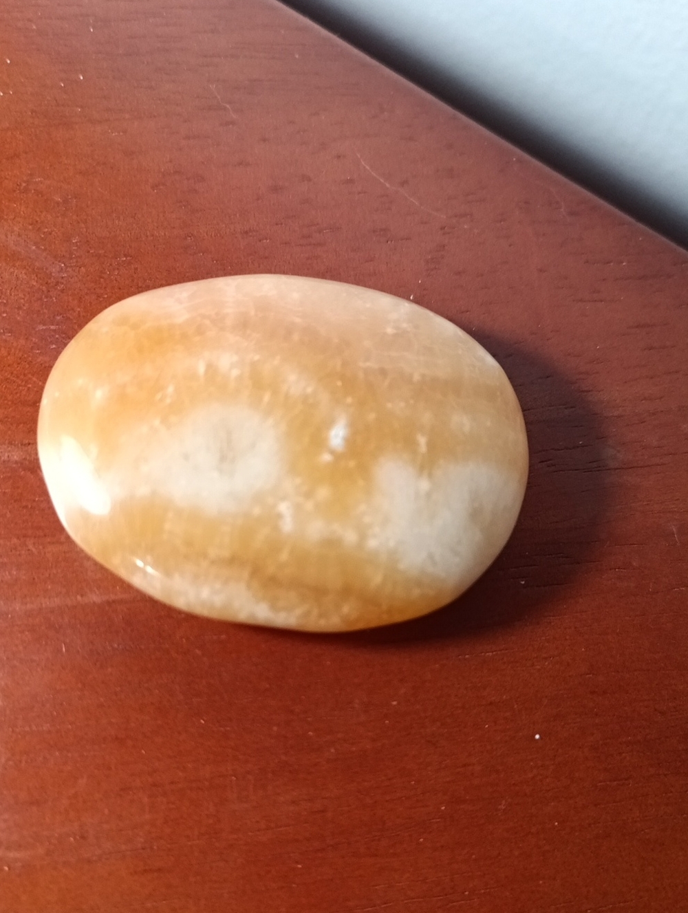 Polished Honey Calcite Palm Stone